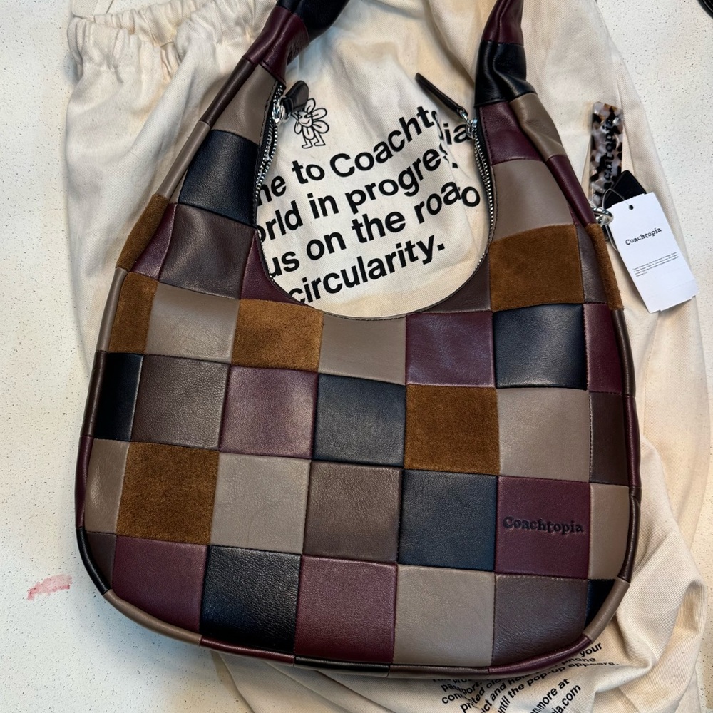 Coach Patchwork Hobo Shoulder Bag in Burgundy, Brown, Black, Taupe